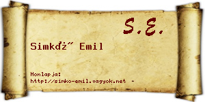 Simkó Emil névjegykártya