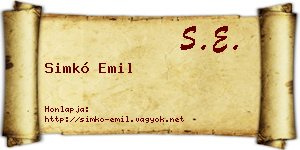 Simkó Emil névjegykártya